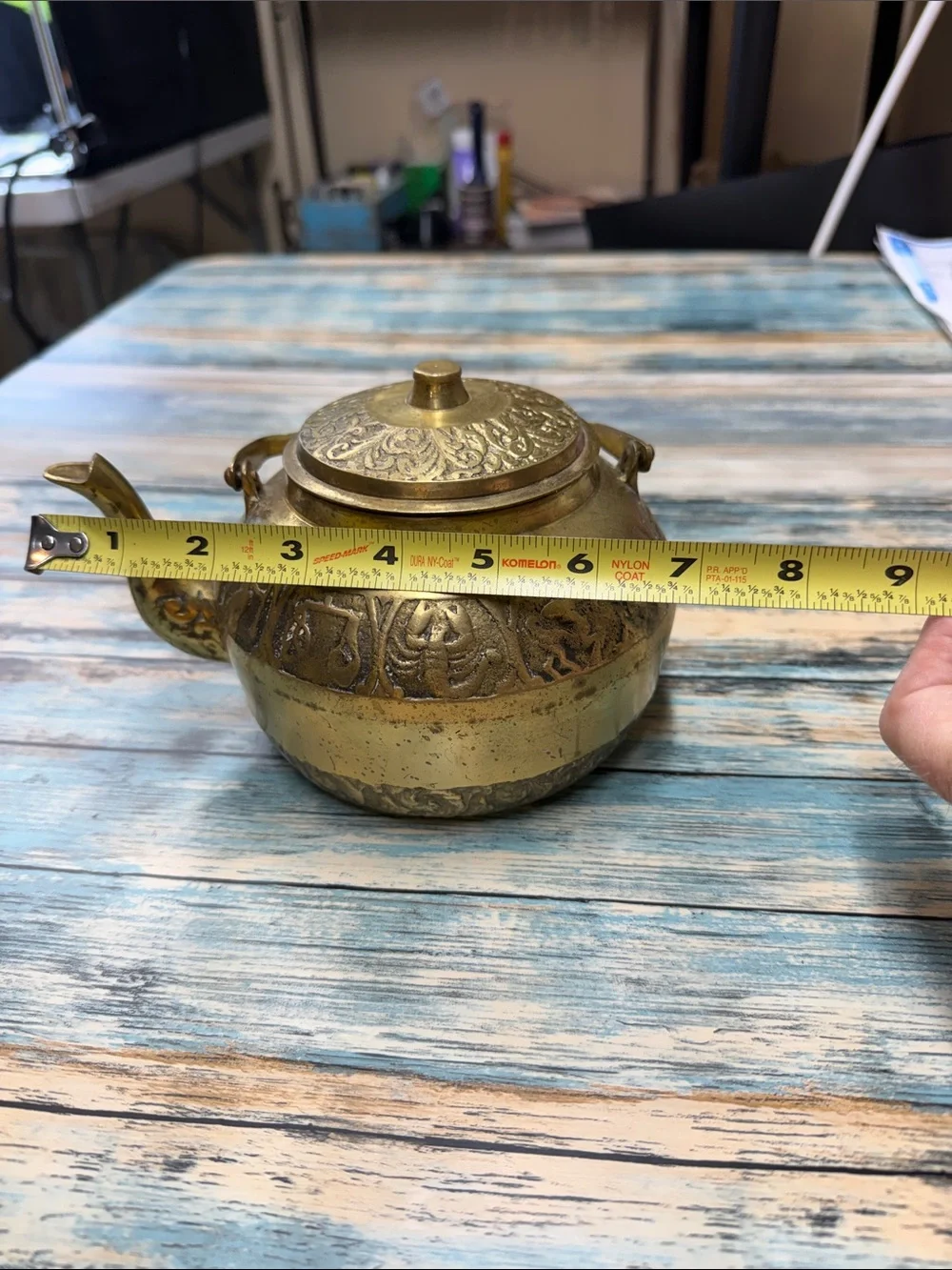 ⭐️Mid century modern Zodiac/horoscope brass teapot